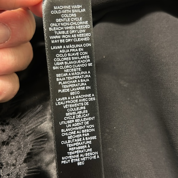 NWT White House Black Market Lace Bodice Blouse Crochet Sheer Peplum Black 8 - Picture 14 of 14